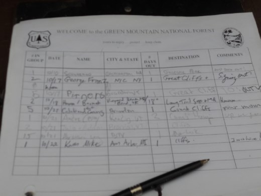 Signing into the Appalachian Trail!