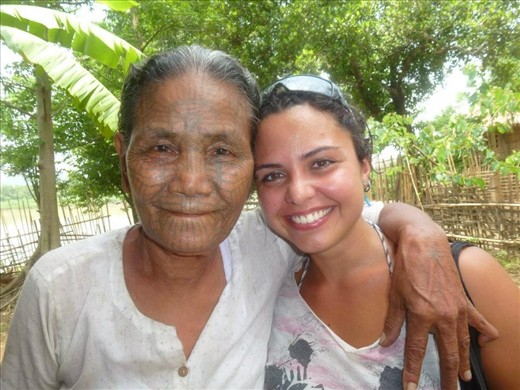 With one of the last surviving tattoed-face women of the Chin village, Myanmar