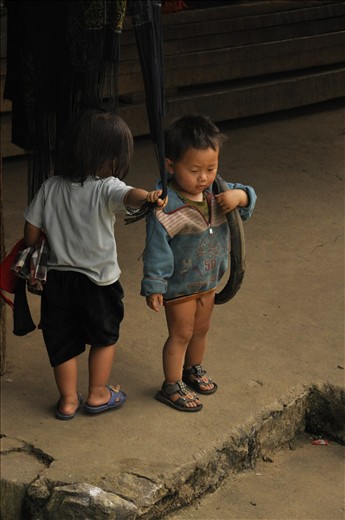 Children can use everything to play, like that small boy, who was completely focused on his old tire in Cat Cat village near Sapa.