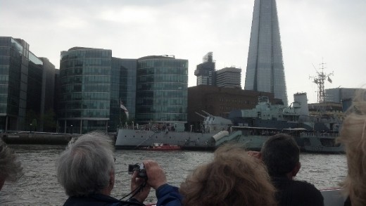 The Belfast Navy ship on the River Thames (London)