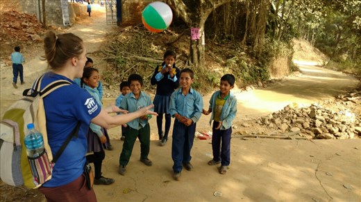 Ariel, Habitat volunteer, playing with school kids