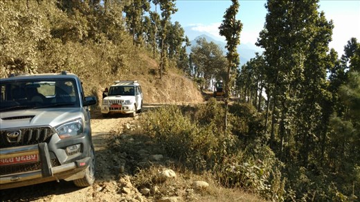 Commuting to the worksite on a mountainous 