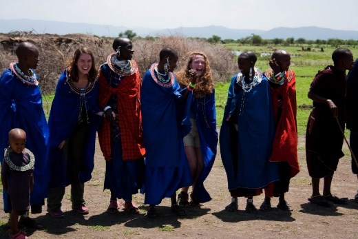 At the Masai village, they dress you up and pull you in to their group to teach you the traditional jumping dance - Harder than it looks!