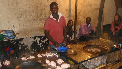 Eating local: fried chicken and chips, Senga Bay