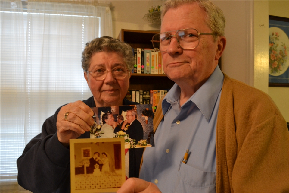 This is grandma and grandpa with photos of their previous wedding aniversaries. For grandma, memories are selective and sometimes hazy. She, however, is able to still remember aniversaries and the love she had for grandpa. Memories for her are like snapshots from different events.
