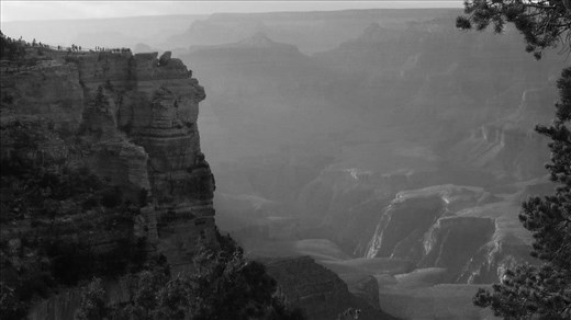 Black and white Grand Canyon shot. The canyon started to fill with mist and the low sun cast some great shadows and added atmosphere.