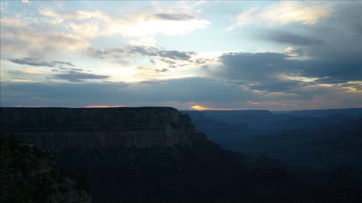 Sunset at Grand Canyon, though sadly the clouds made an appearance and blocked most of it!