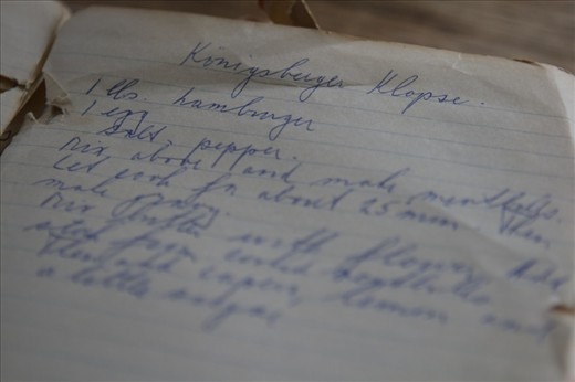 The recipe for Königsberger Klopse written by my grandmother