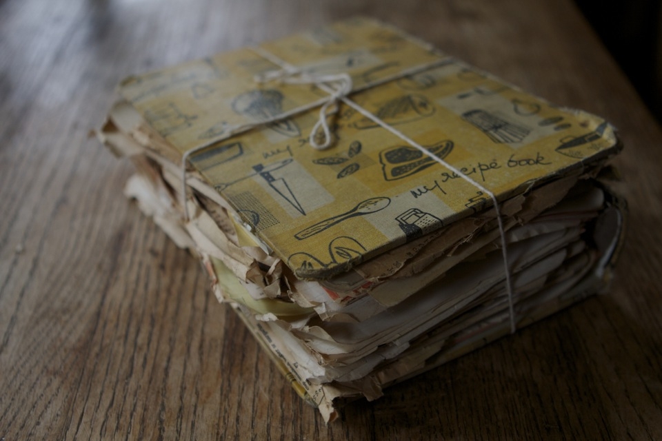My grandmother's cookbook, held together by string
