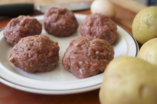The meatballs should be a little larger than a golf ball