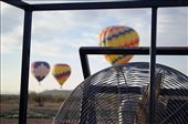 January 7, 2013 - Phoenix, AZ.  A fan - one of the key tools used to inflate the balloons - backed by 3 hot air balloons (1 from Rainbow Ryders hot air balloon company.): by kaylahorn, Views[354]