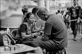 A man listens as his fortune is being told outside Quiapo Church in Manila.: by kdfrancisco, Views[254]