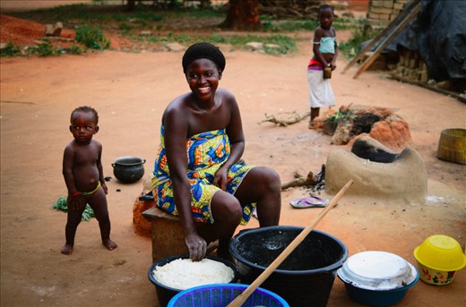 In a small village in Sogakope, Ghana, a beautiful mother cooks for her children