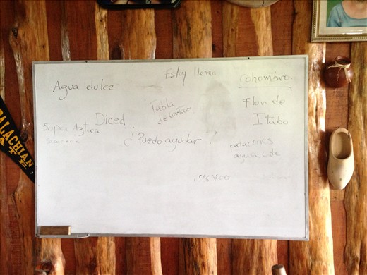 Whiteboard for learning Spanish 