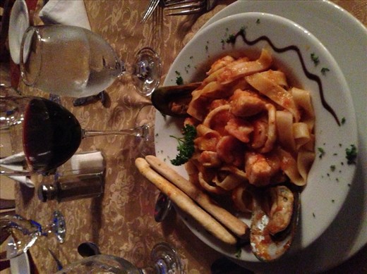 Seafood pasta at Arenal Pasaido 