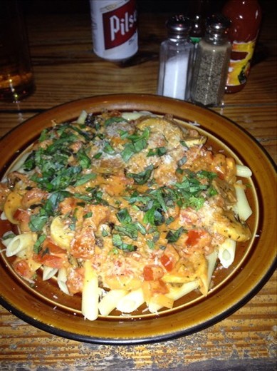 Pasta with sausage at Lava Lounge