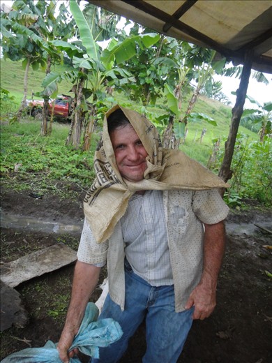 Martin trying to stay dry
