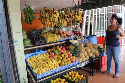 Market at the bus stop in San Isidro
