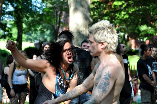 Just like two lions, these men are showing who is the leader of the pack. 