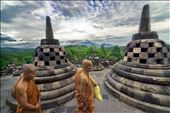 Two Buddhist monks complete their morning rituals at Borobudur. I won't pretend : by kevinwenning, Views[359]