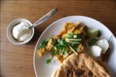 Plated karahi with naan and yoghurt.: by khalilakhtar, Views[367]
