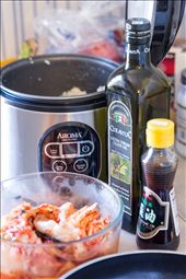 All the ingredients: Olive oil, Sesame oil, Rice, and Kimchi: by kimcheeses, Views[202]