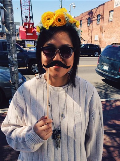 Flower power with a touch of facial hair.