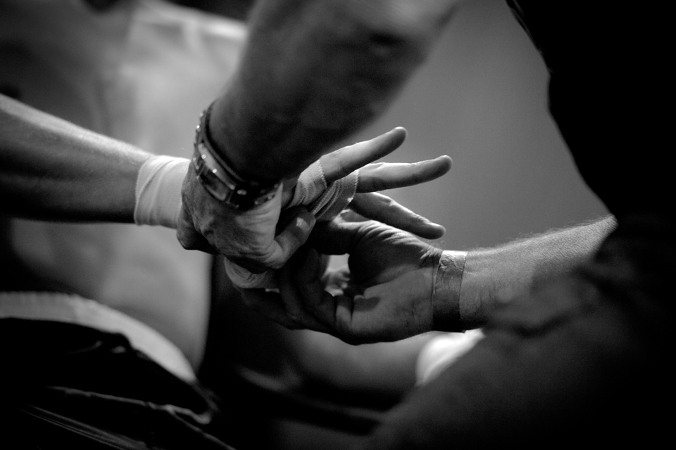 Protecting a fighters most valuable assets, his hands.