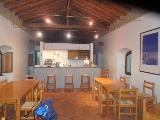 The kitchen and dining building at the Montesoria albergue