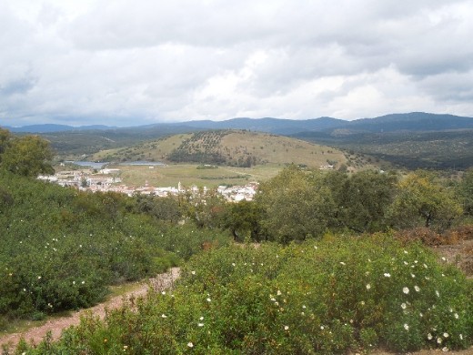 A view of Almaden from the top of a very steep incline littered with shale (which made for a difficult and long ascent).