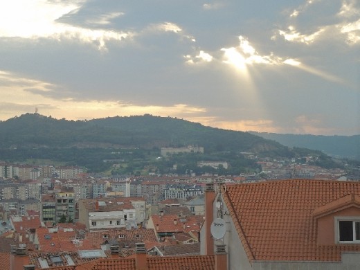 Day 37: Sunrise seen while leaving Ourense (this is after I'd been to Santiago de Compostela, then returned to Ourense to finish walking the last four days of the Via de la Plata).  