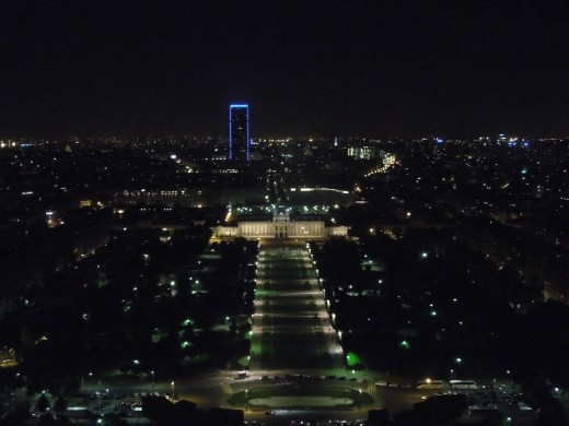Paris at night as seen from the Eiffel Tower.