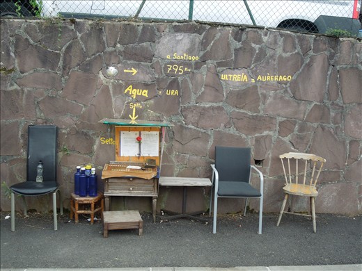 Day 4: On the Way to Deba...A water and rest station set up for pilgrims by some kind person.