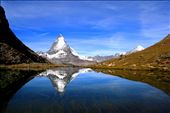 Matterhorn as relflected in a lake, July 13, 2011. To take this photo, I needed to stay and wait here for one hour till the wind has completely stopped. : by kimmyounghyang, Views[316]