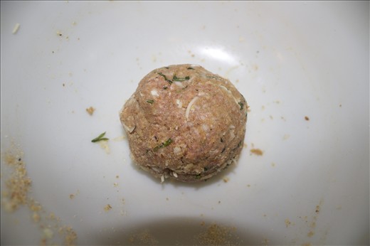 Meatball ingredients combined and ready to be divided into meatballs