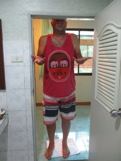 I might be a giant.   Nice room...Short bathroom door!