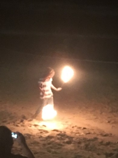Koh Lanta, Jod showing his fireshow skills.