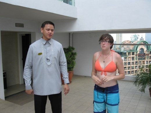 Kirsten and Gino the sucurity guard at St Giles