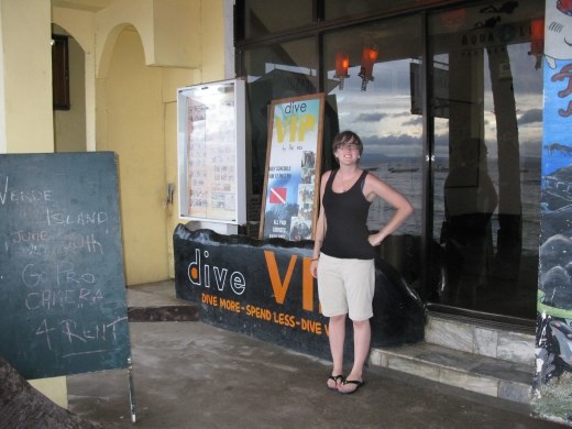 K in front of Dive VIP where we took our lessons