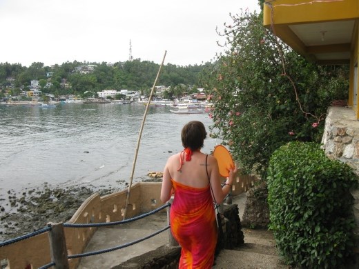 K walking back to cabin