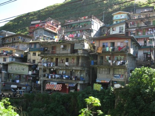washing hanging to dry on homes