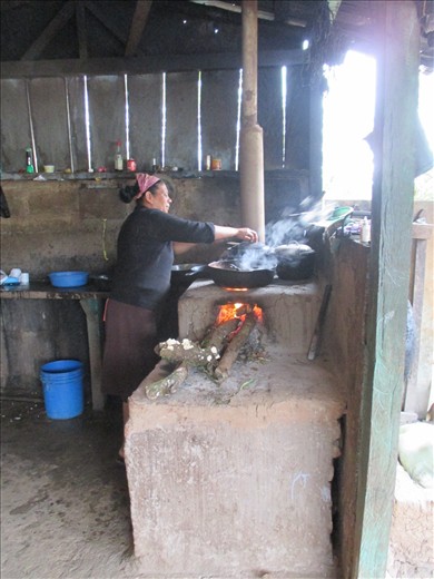 Martha cooking breakfast, Las Palmeras homestay