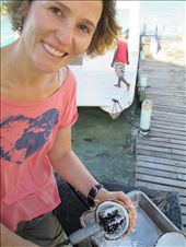 Fresly ground coconut for breakfast...Tobacco Caye: by kirstenvelthuis, Views[285]