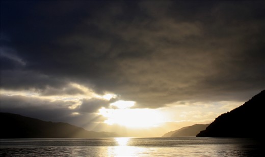 Heading towards Urquhart Castle on a cruise boat. 