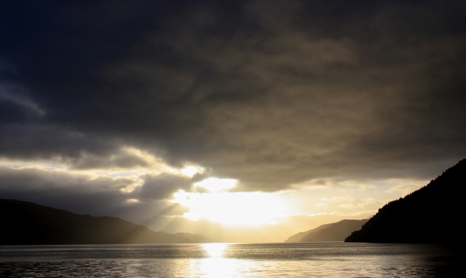 Heading towards Urquhart Castle on a cruise boat. 
