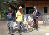 These men have completed their second (and final) trip for the day to the crater and back, and now receive their wages in cash – approximately 60 cents (US) per kilogram, for an average US$48 per 12km return trip.  A fortune in a society where the minimum wage is around US$100 per month, but at a huge health cost.: by kithamilton, Views[630]