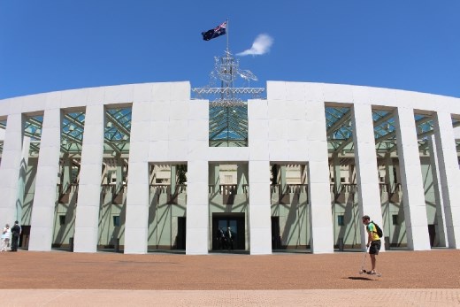Tricks on my scooter in front of the Parliament House