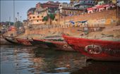 Boats along the ganges river. Used either for tourism or for travel to and from the different villages in the ganges.: by kjborja, Views[743]