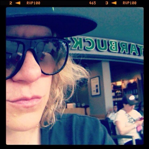 Getting in the zone just after purchase of hat and rashie.