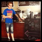 This is John, bike shop/coffee shop cool ass, KIND, dude. When you meet him you will feel like you've known him for years. : by knoxknoxrocks, Views[217]